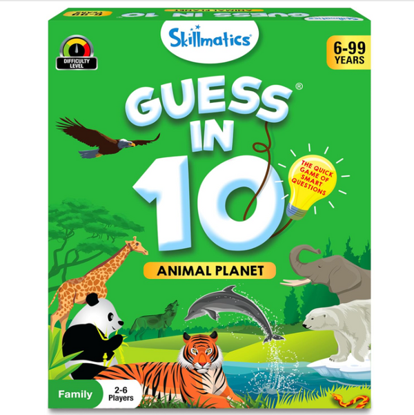 Skillmatics Card Game - Guess in 10 Animal Planet, Stocking Stuffers, Perfect for Boys, Girls, Kids, and Families Who Love Toys, Board Games, Gifts for Ages 6, 7, 8, 9