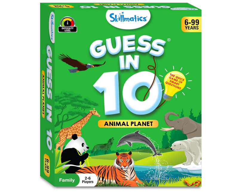 Skillmatics Card Game - Guess in 10 Animal Planet, Stocking Stuffers, Perfect for Boys, Girls, Kids, and Families Who Love Toys, Board Games, Gifts for Ages 6, 7, 8, 9