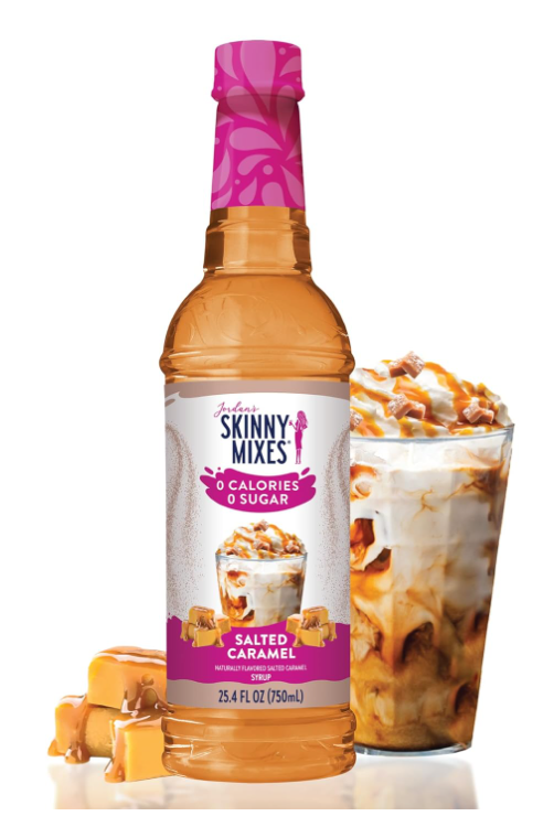 Jordan's Skinny Syrups Salted Caramel, Sugar Free Flavoring Syrup, 25.4 Ounce Bottle, 2 Coun