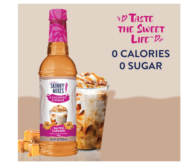 Jordan's Skinny Syrups Salted Caramel, Sugar Free Flavoring Syrup, 25.4 Ounce Bottle, 2 Coun